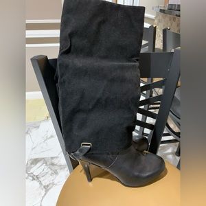 Black Suede and Leather Boots